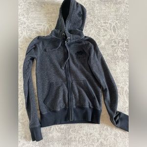 Roots Organic Original Full Zip Hoodie Gender Free. Black pepper color.